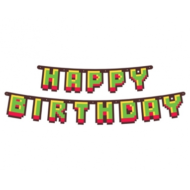 Baner girlanda dekoracja na tort Happy Birthday MINECRAFT